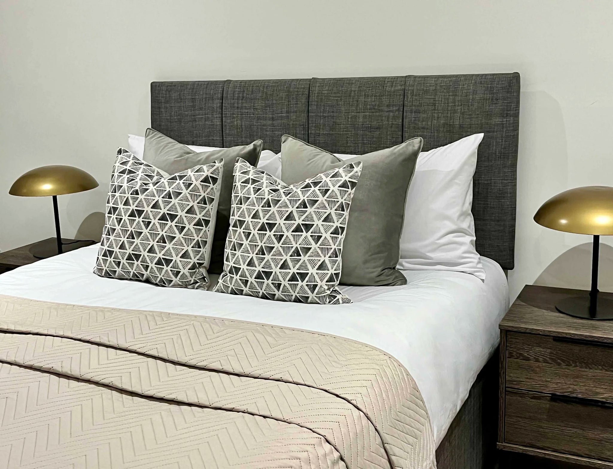 Grey & Ivory Cushion & Bedspread Pack